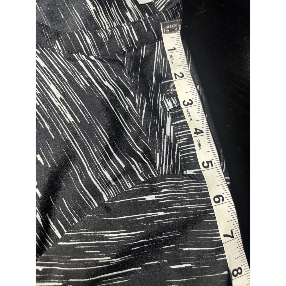 Calvin Klein Women's Blouse M Black White Abstract Print Roll Tab Sleeve - Picture 10 of 16